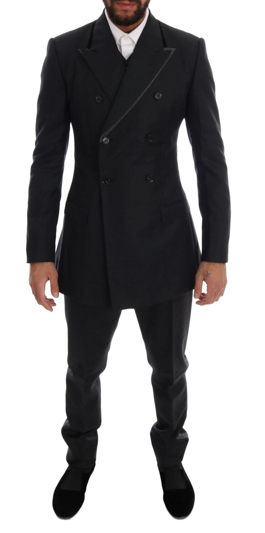 Dolce &amp; Gabbana Elegant gray double-breasted wool suit