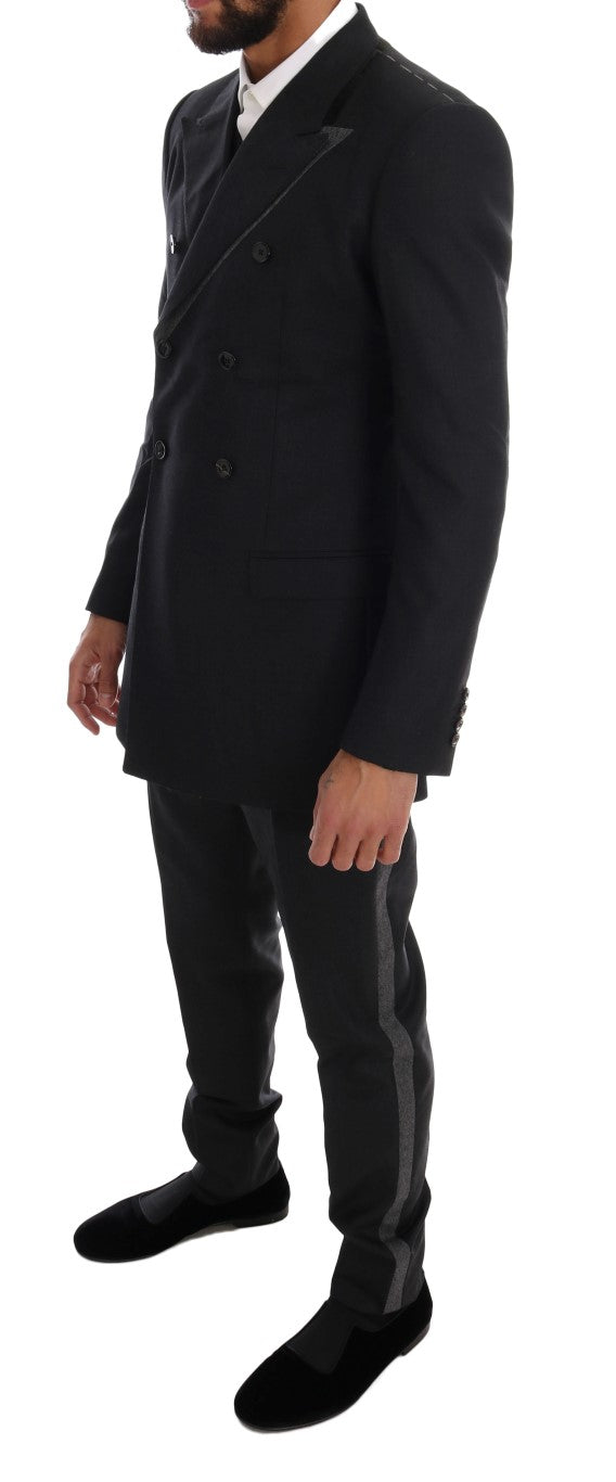 Dolce &amp; Gabbana Elegant gray double-breasted wool suit