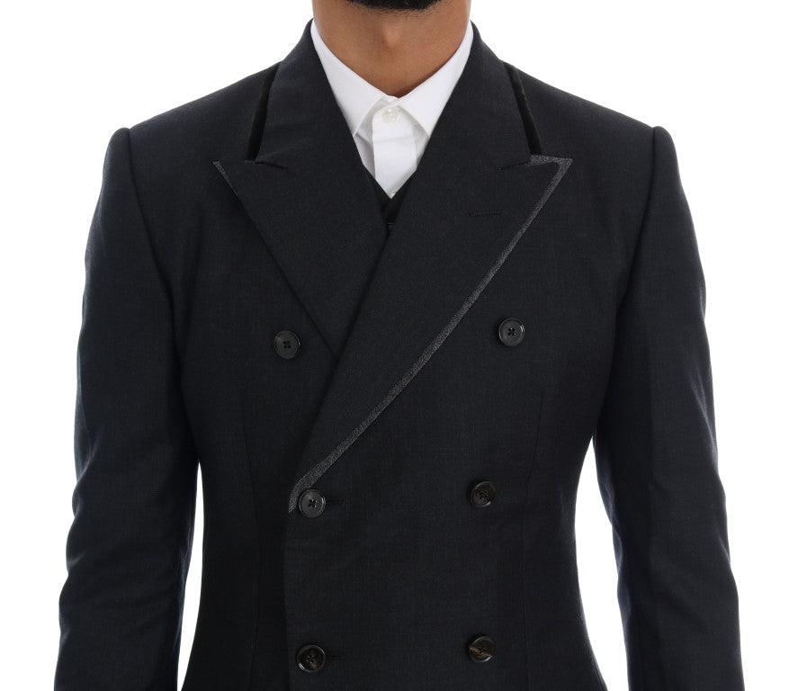 Dolce &amp; Gabbana Elegant gray double-breasted wool suit