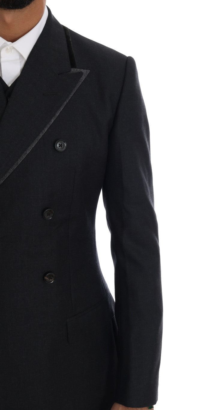 Dolce &amp; Gabbana Elegant gray double-breasted wool suit