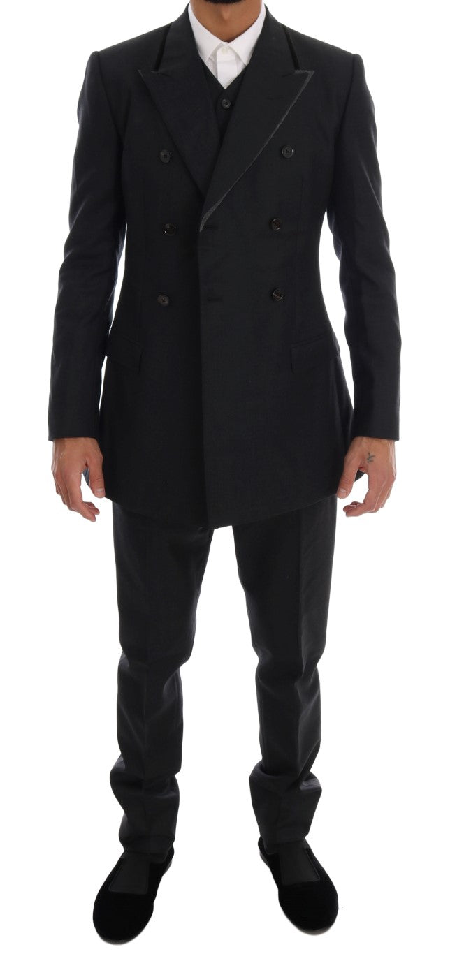 Dolce &amp; Gabbana Elegant gray double-breasted wool suit