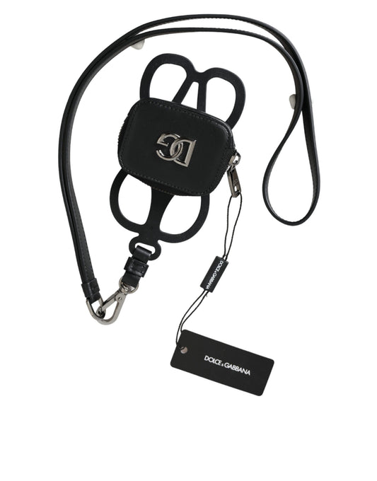 Dolce &amp; Gabbana musta vasikannahka DG Logo Kolikkokukkaro Lanyard Lompakko