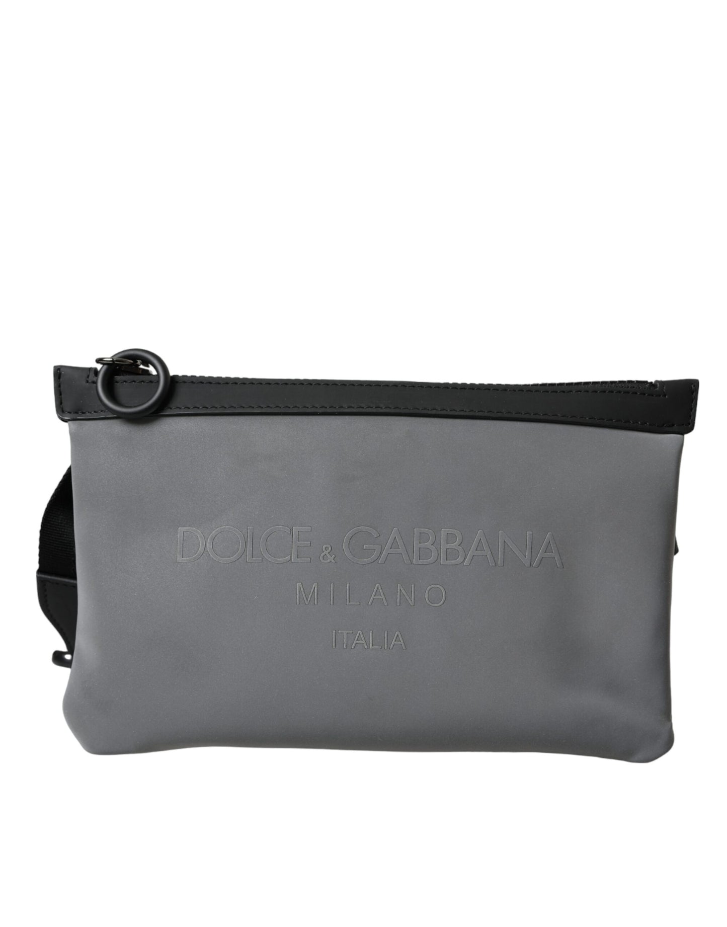 Dolce & Gabbana Grau Neopren Logo Zip Taille Gürtel Pack Gürteltasche Tasche