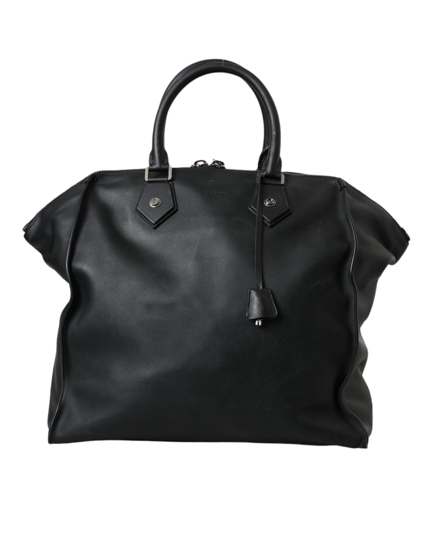 Dolce & Gabbana Schwarze Shopper-Tasche aus gewaschenem Kalbsleder im Biker-Stil