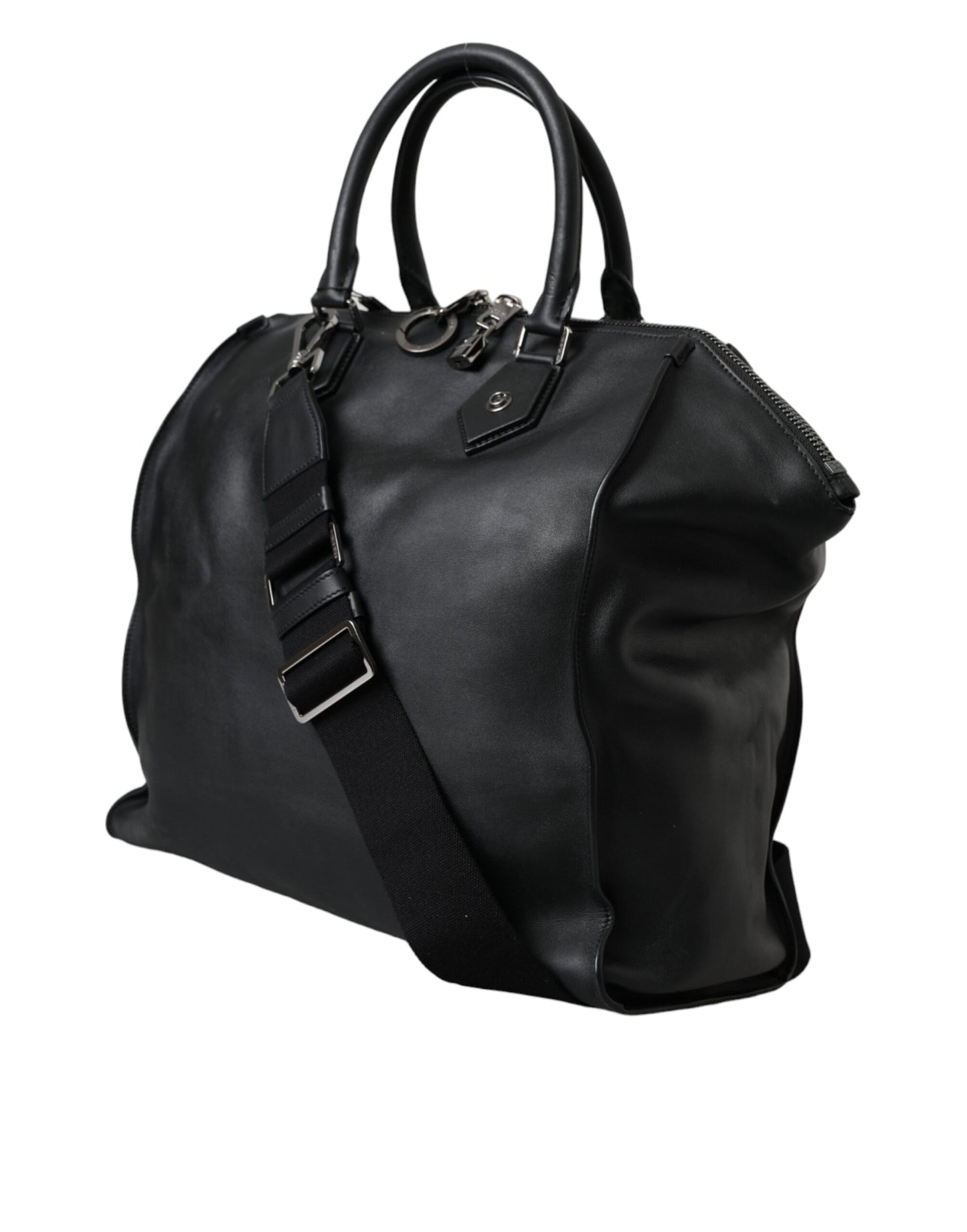 Dolce & Gabbana Schwarze Shopper-Tasche aus gewaschenem Kalbsleder im Biker-Stil