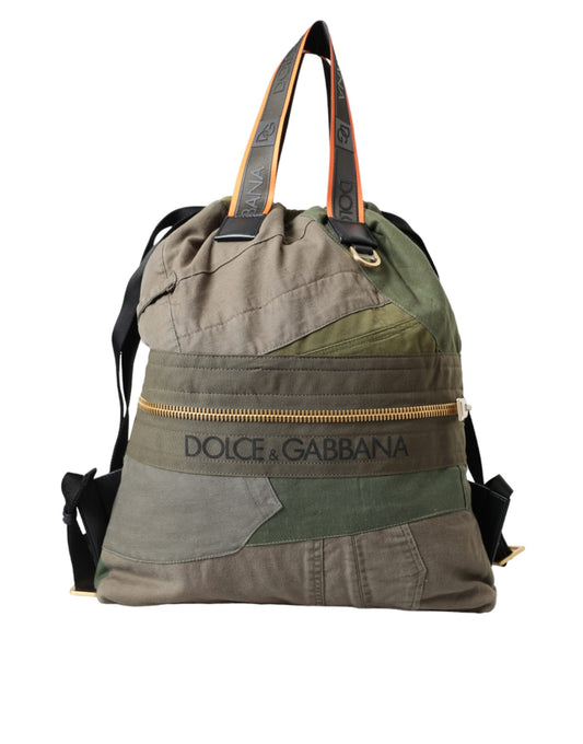 Dolce &amp; Gabbana Military Green Patchwork Backpack Rucksack Bag