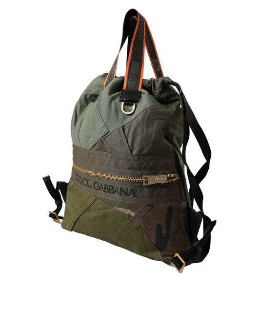 Dolce &amp; Gabbana Military Green Patchwork Backpack Rucksack Bag