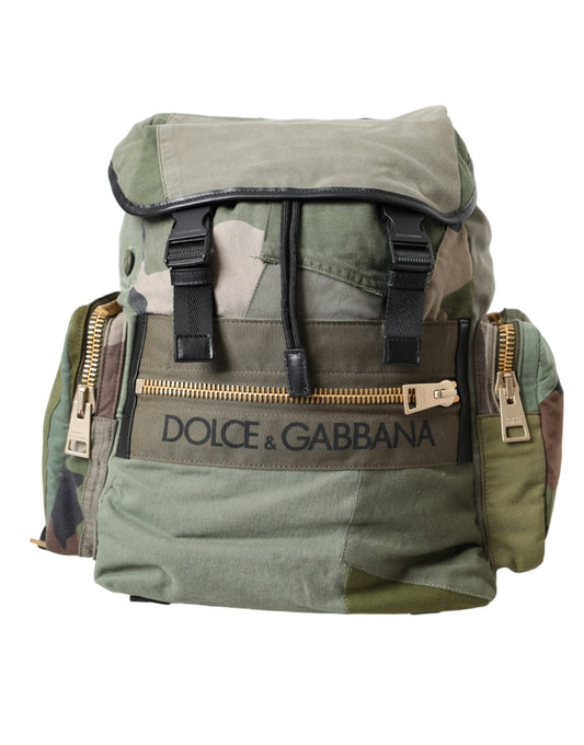 Dolce &amp; Gabbana Military Green Patchwork Backpack Rucksack Bag