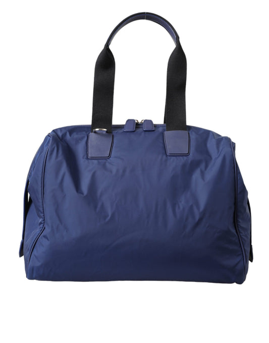Dolce &amp; Gabbana Blue Nylon Calfskin Hand-Shoulder Duffel Bag