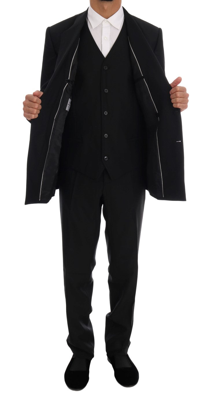 Dolce &amp; Gabbana Elegant three-piece suit in black wool