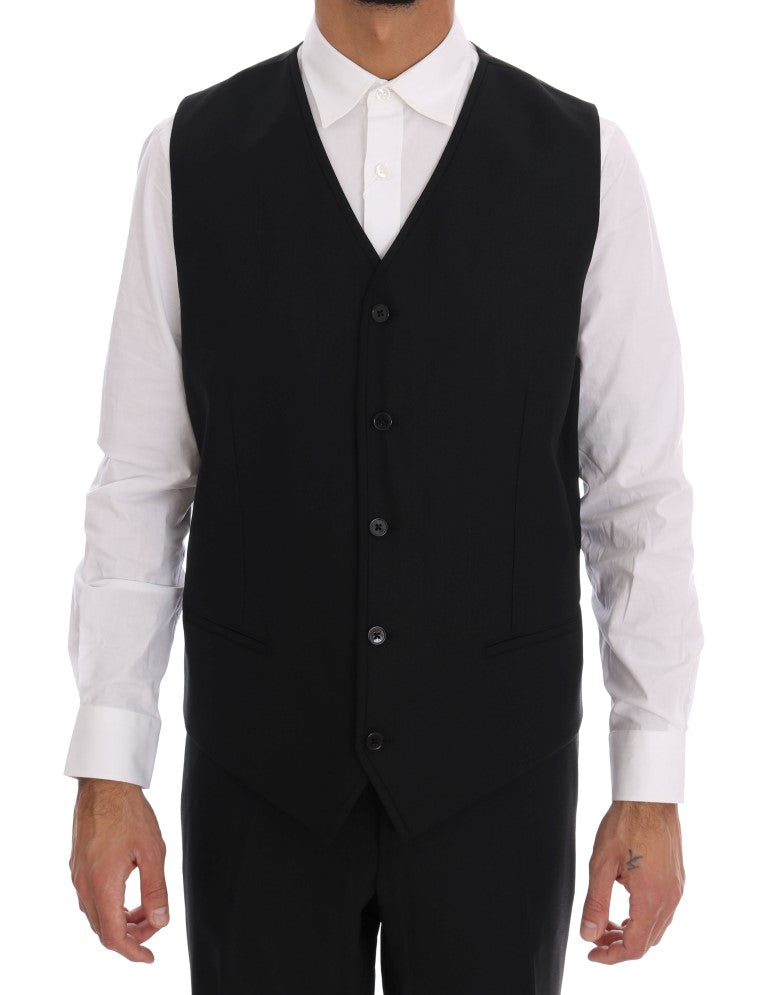 Dolce &amp; Gabbana Elegant three-piece suit in black wool