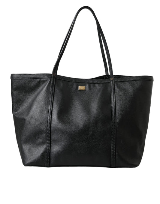 Dolce &amp; Gabbana Black Leather Miss Escape Tote Bag Women Bag