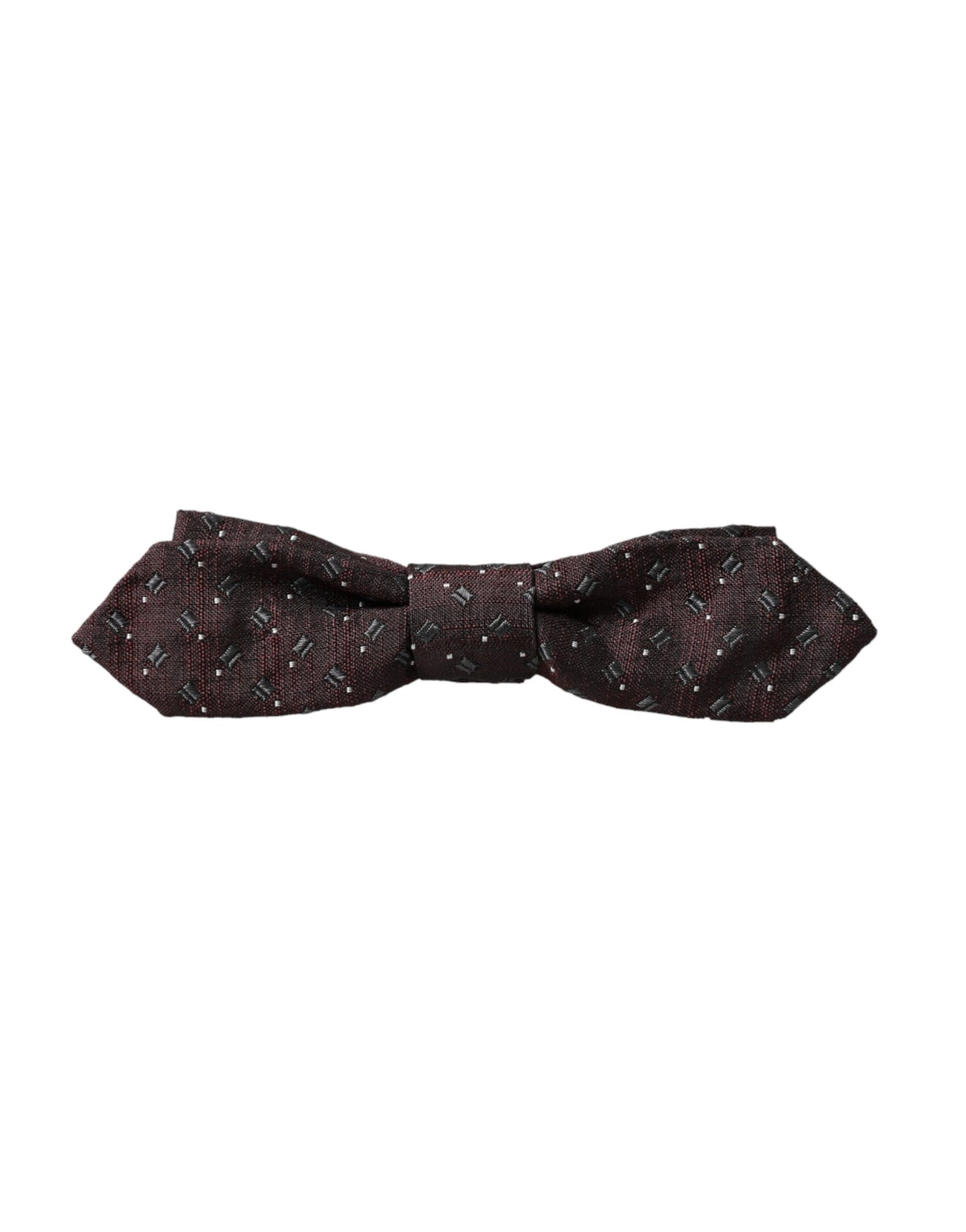 Dolce &amp; Gabbana Maroon Patterned Silk Bow Tie with Adjustable Neckline Papillon