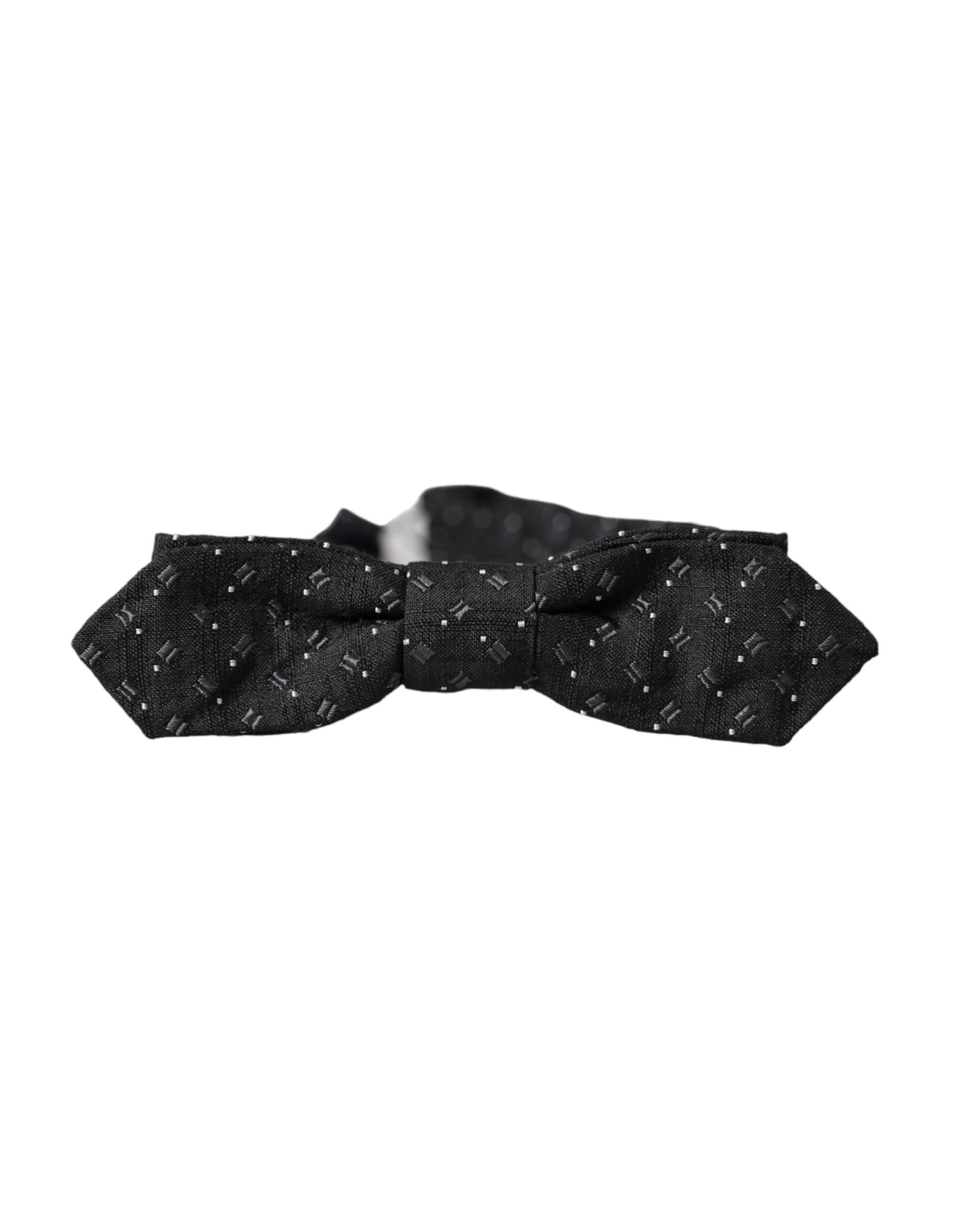 Dolce &amp; Gabbana Black Silk Patterned Adjustable Neck Men Papillon Bow Tie