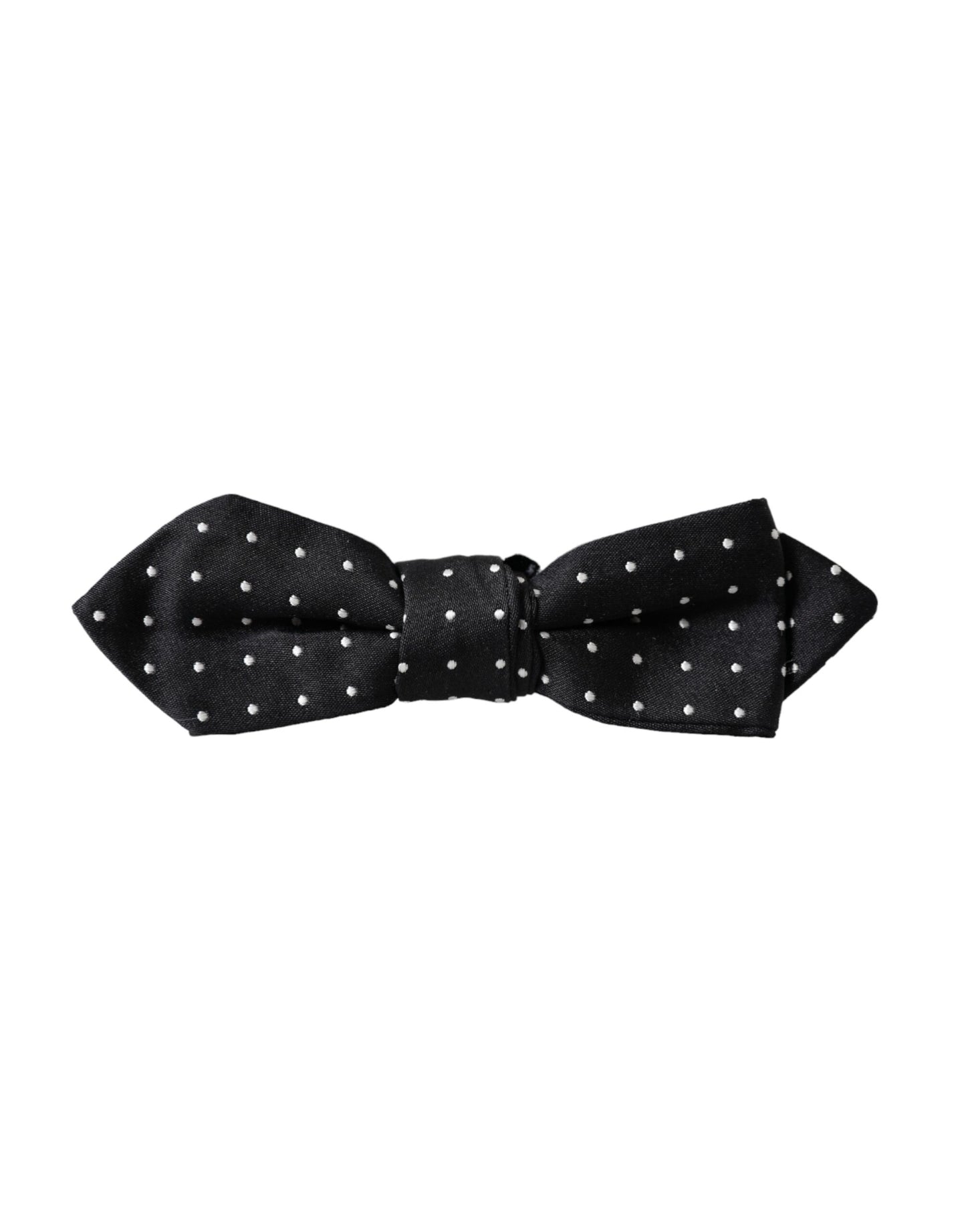 Dolce &amp; Gabbana Black Silk Polka Dot Adjustable Neck Men Papillon Bow Tie