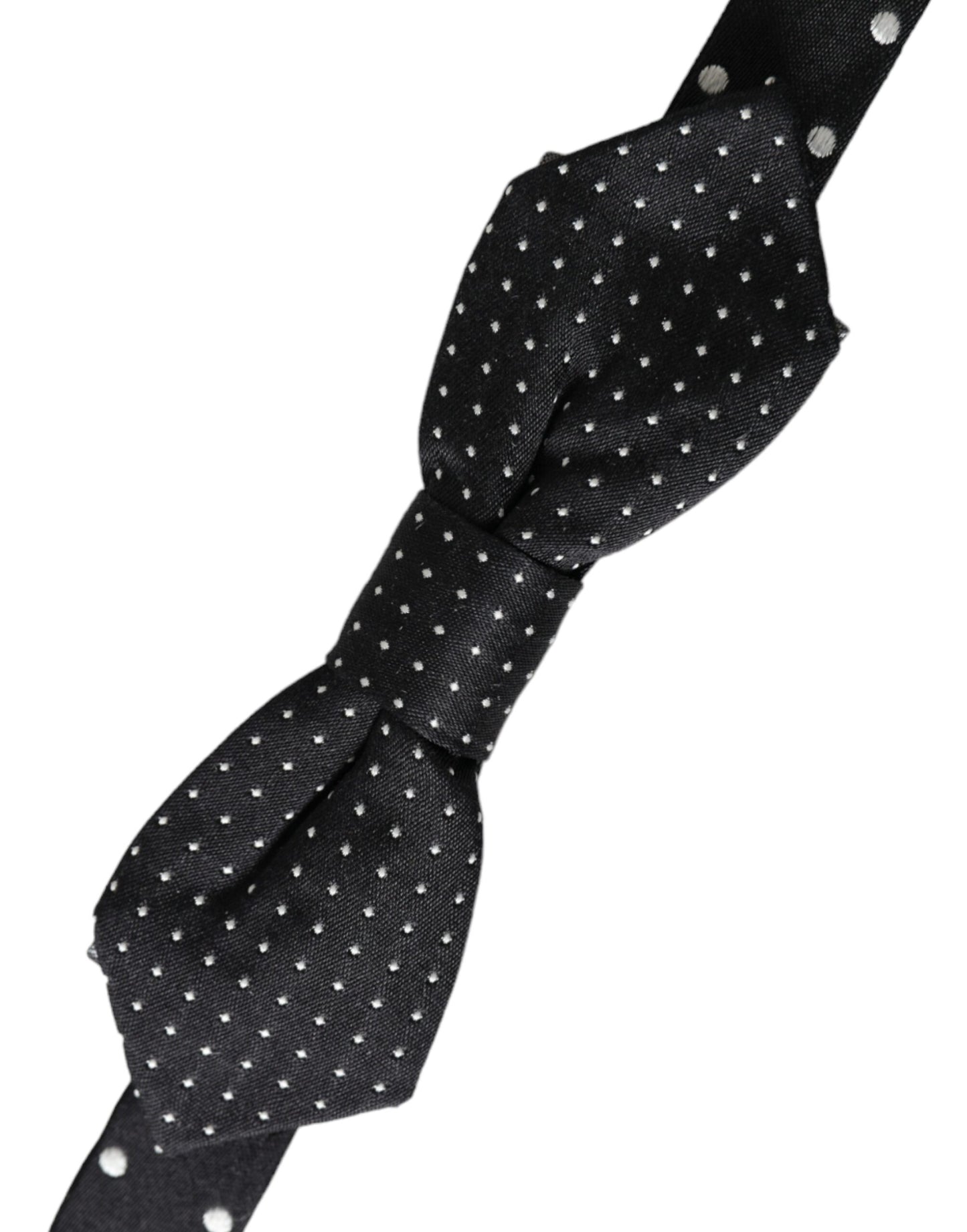 Dolce &amp; Gabbana Black Silk Polka Dot Adjustable Neck Men Papillon Bow Tie