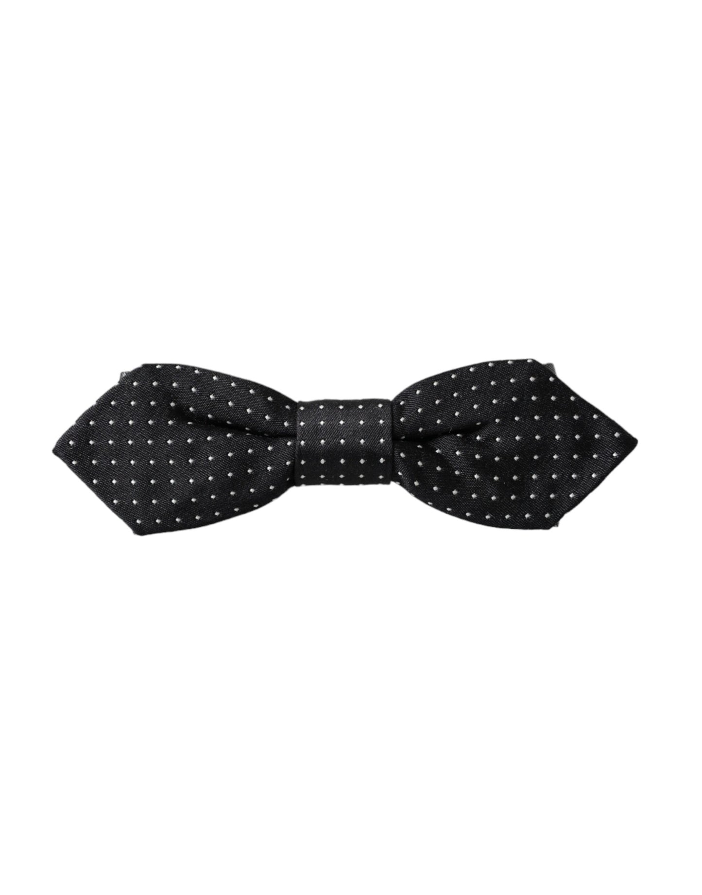 Dolce &amp; Gabbana Black Silk Polka Dot Adjustable Neck Men Papillon Bow Tie