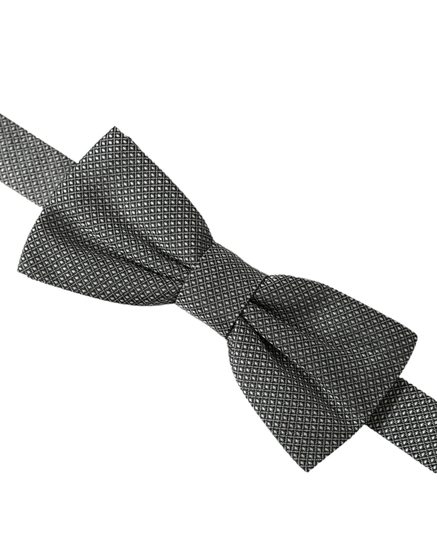 Dolce &amp; Gabbana Gray Silk Patterned Adjustable Neck Men Papillon Bow Tie