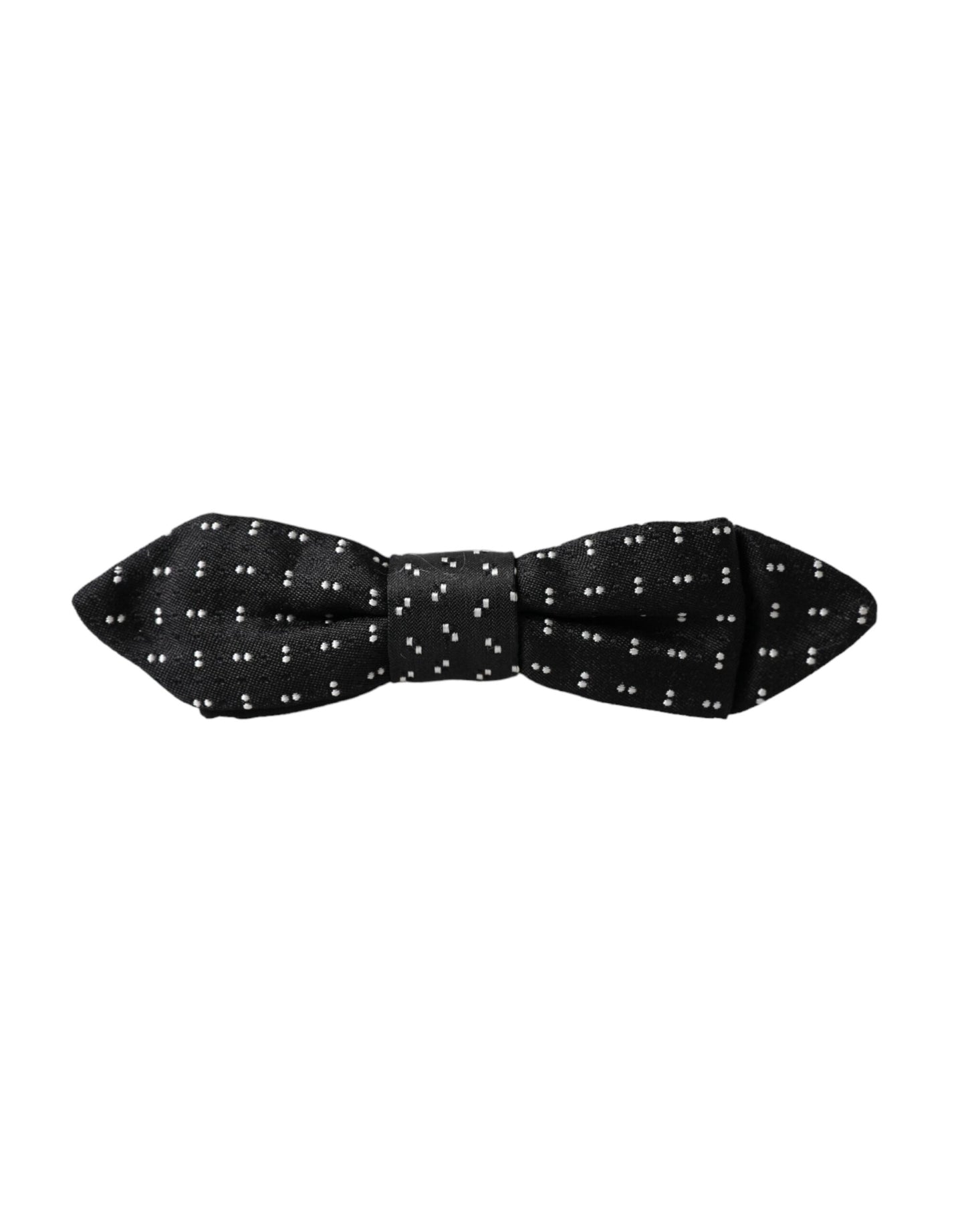 Dolce &amp; Gabbana Black Silk Patterned Adjustable Neck Men Papillon Bow Tie