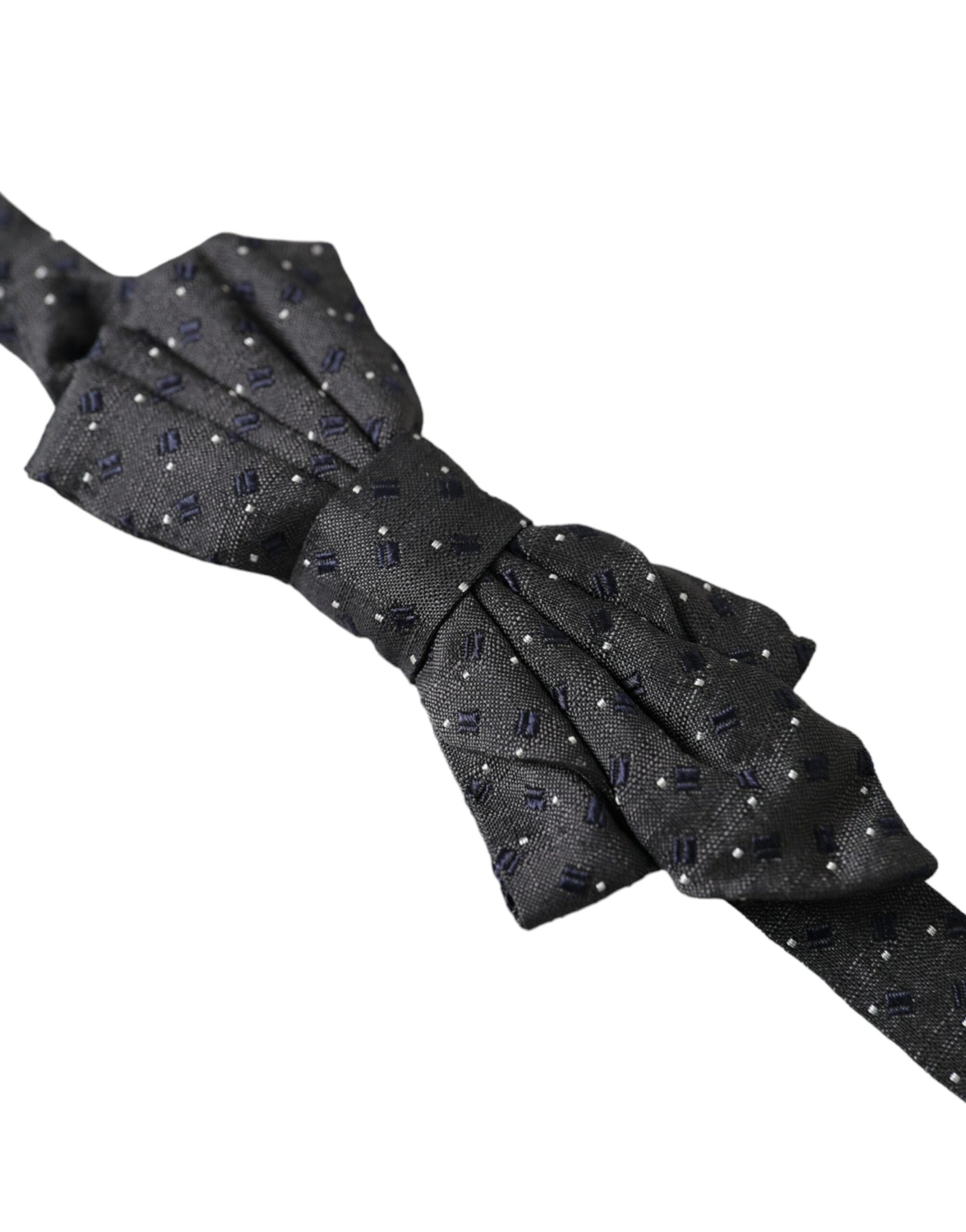 Dolce &amp; Gabbana Black Silk Patterned Adjustable Neck Men Papillon Bow Tie