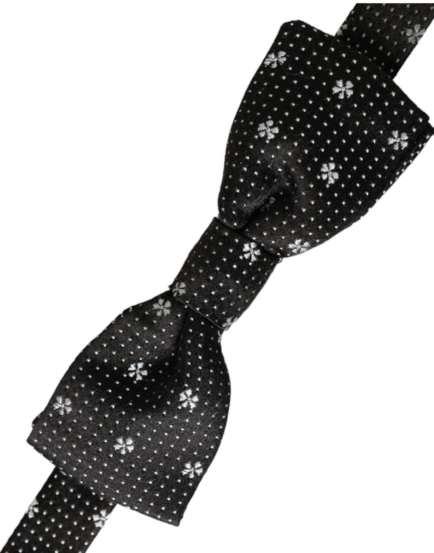 Dolce &amp; Gabbana Black Silk Floral Adjustable Neck Men Papillon Bow Tie