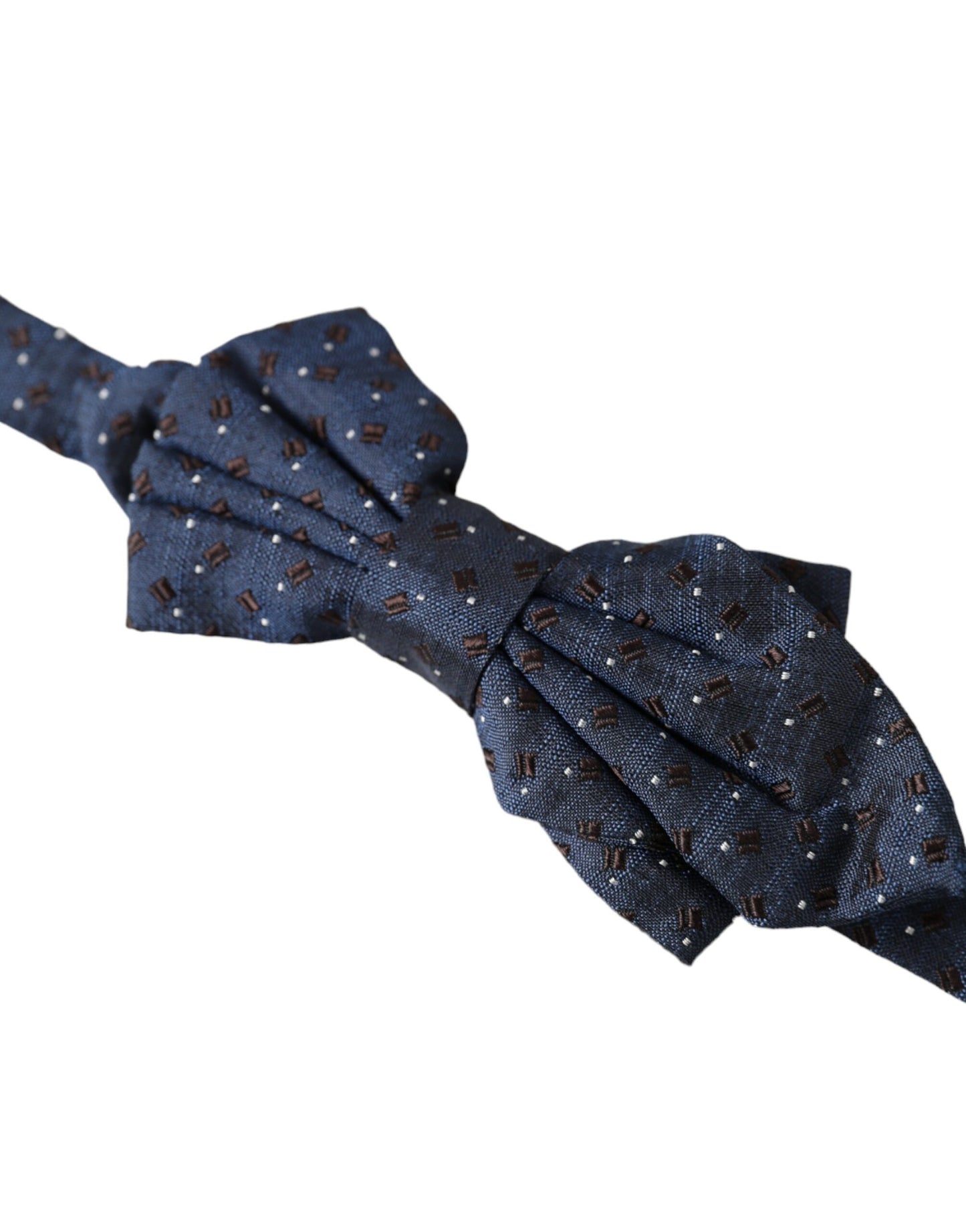 Dolce &amp; Gabbana Navy Blue Patterned Silk Bow Tie, Adjustable, Men's Papillon Bow Tie