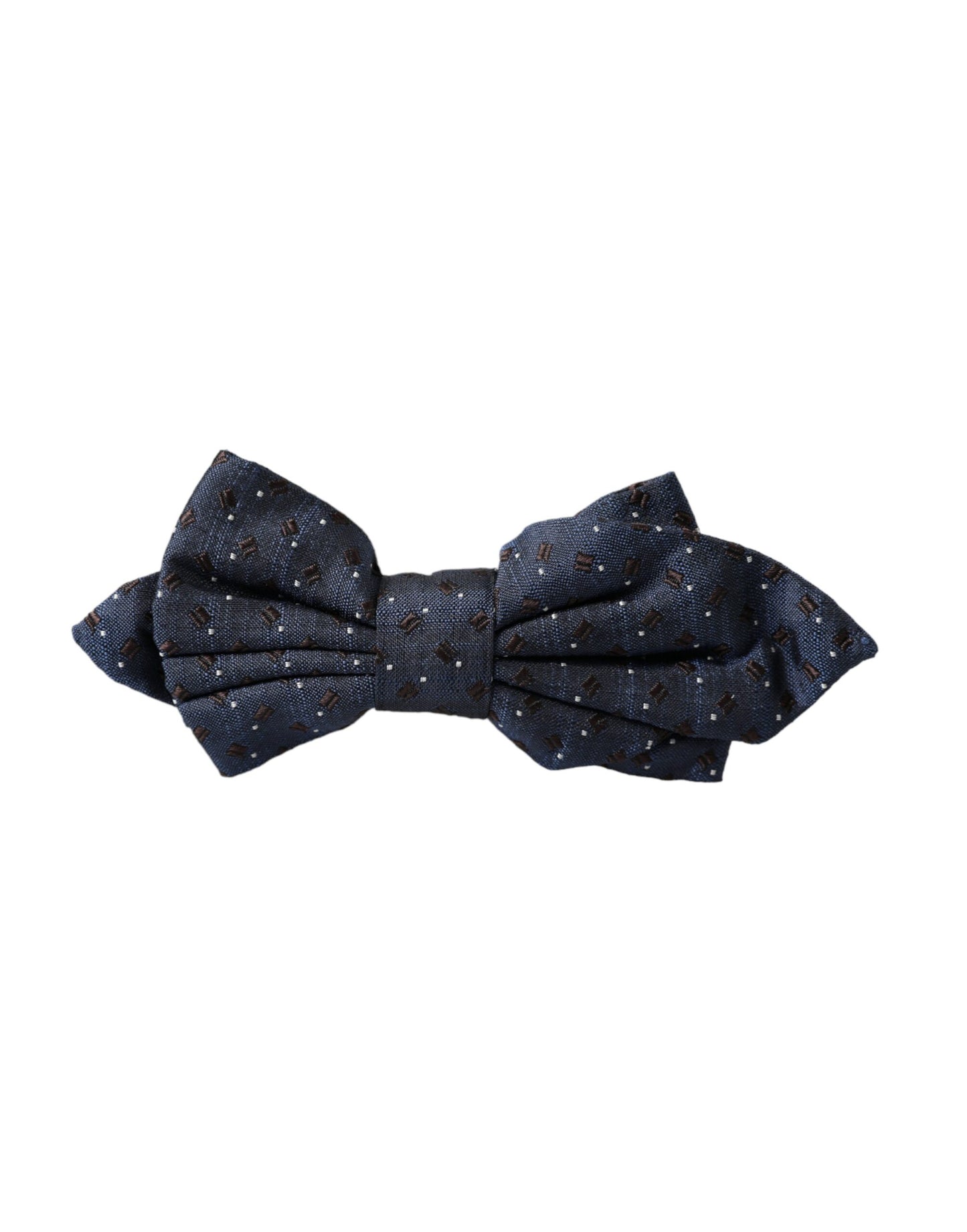 Dolce &amp; Gabbana Navy Blue Patterned Silk Bow Tie, Adjustable, Men's Papillon Bow Tie