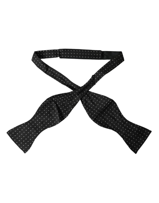 Dolce &amp; Gabbana Black Silk Polka Dot Slim Skinny Tie Miesten rusetti