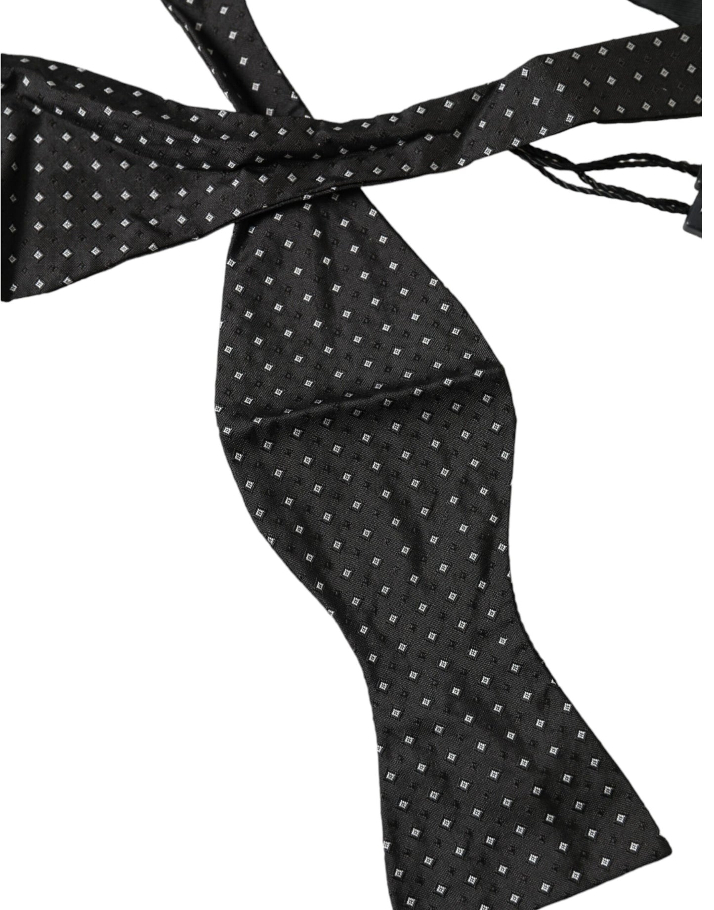 Dolce &amp; Gabbana Black Silk Polka Dot Slim Skinny Tie Men Bow Tie