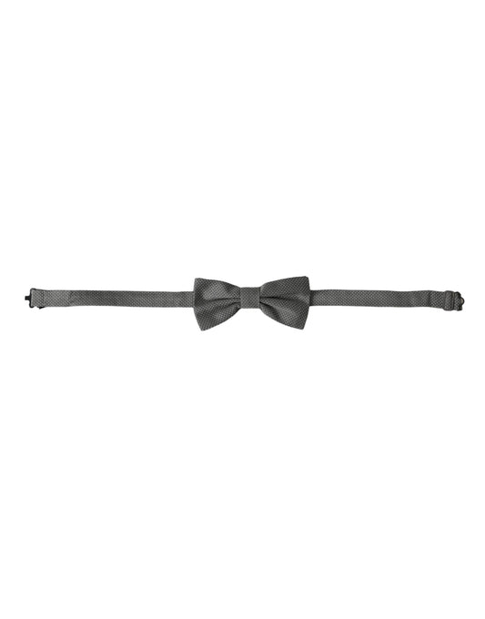 Dolce &amp; Gabbana Gray Silk Patterned Adjustable Neck Men Bow Tie