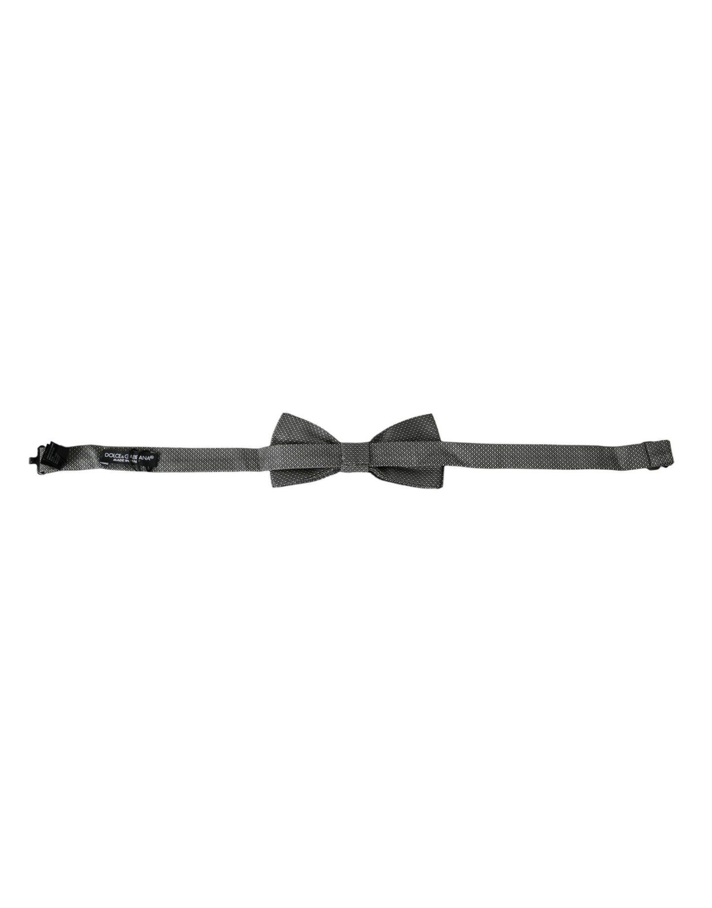 Dolce &amp; Gabbana Gray Silk Patterned Adjustable Neck Men Bow Tie