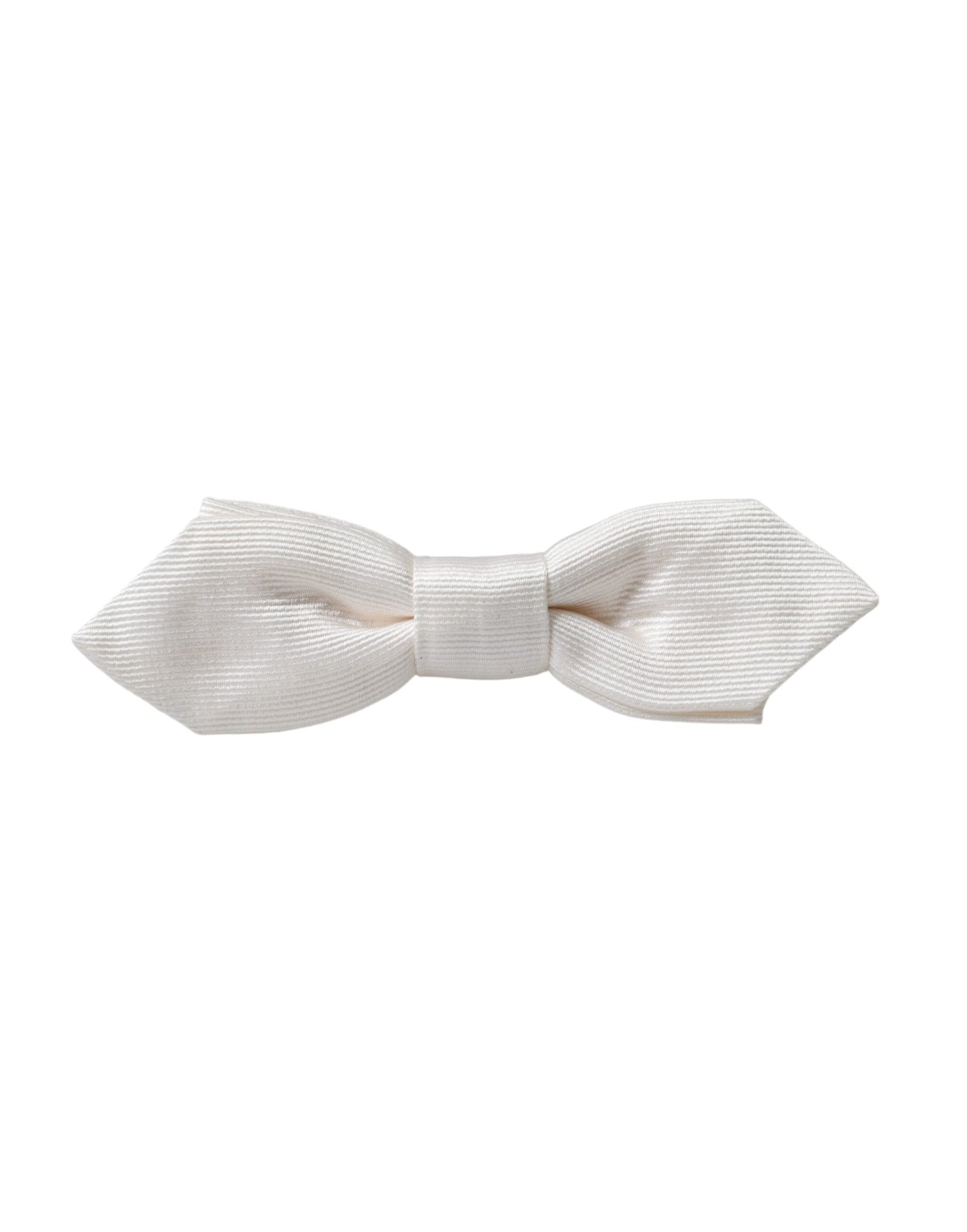 Dolce &amp; Gabbana White Silk Adjustable Neck Men Papillon Bow Tie