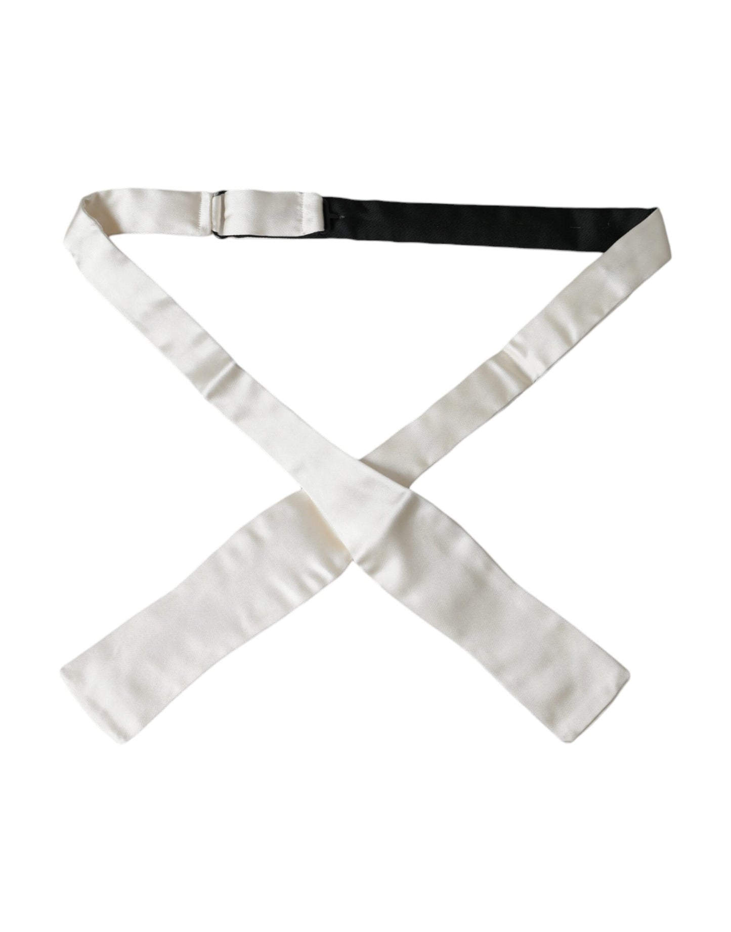 Dolce &amp; Gabbana White Silk Slim Skinny Tie Men Bow Tie