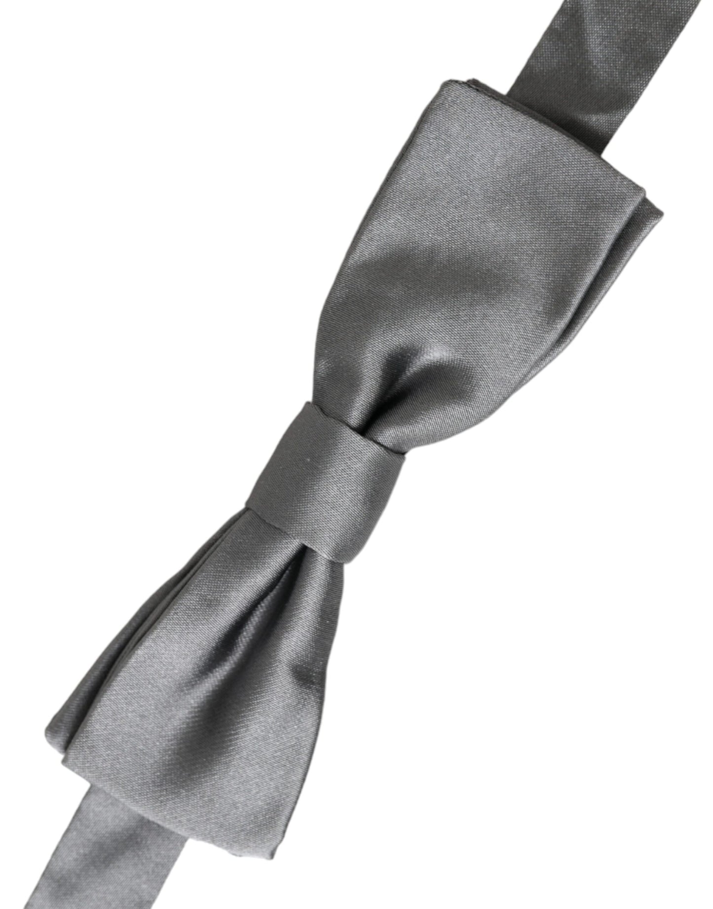 Dolce &amp; Gabbana Gray Satin Silk Adjustable Neck Men Papillon Bow Tie