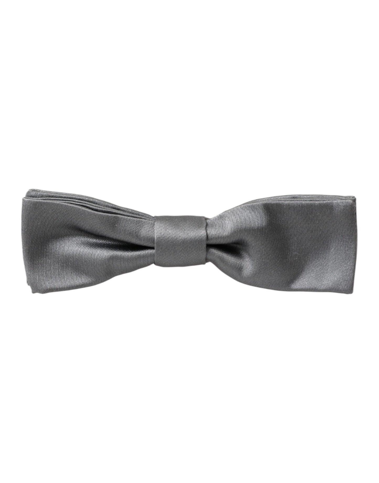 Dolce &amp; Gabbana Gray Satin Silk Adjustable Neck Men Papillon Bow Tie