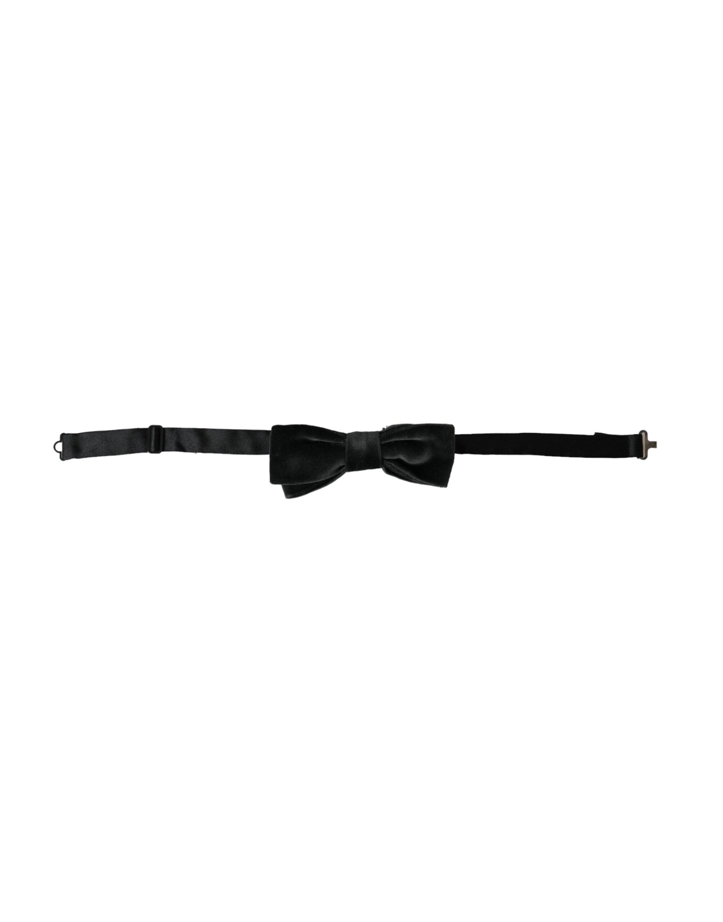 Dolce &amp; Gabbana Black Velvet Cotton Adjustable Neck Men Bow Tie