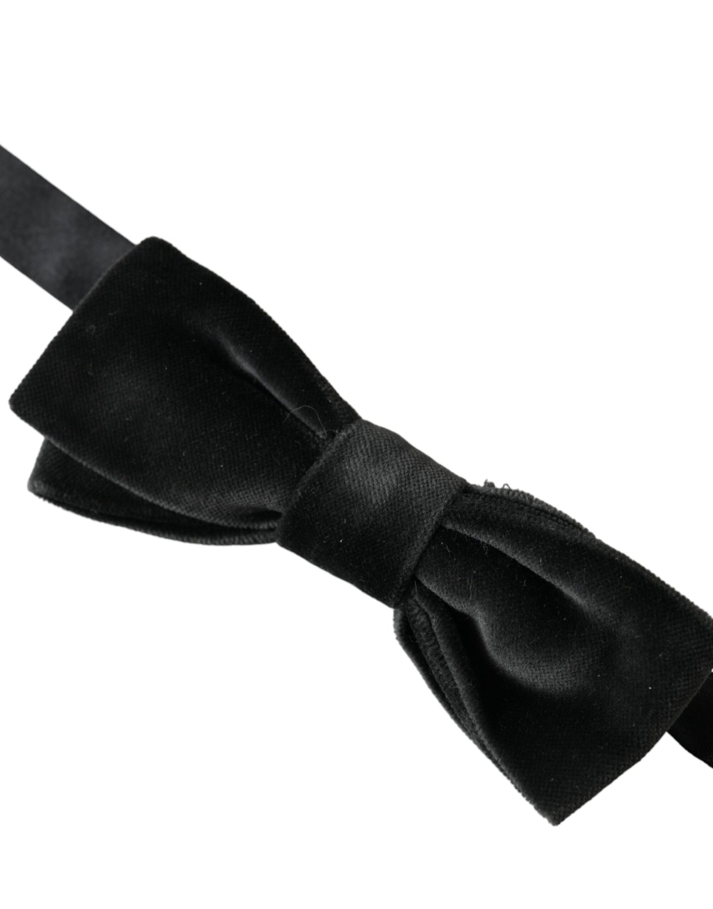 Dolce &amp; Gabbana Black Velvet Cotton Adjustable Neck Men Bow Tie