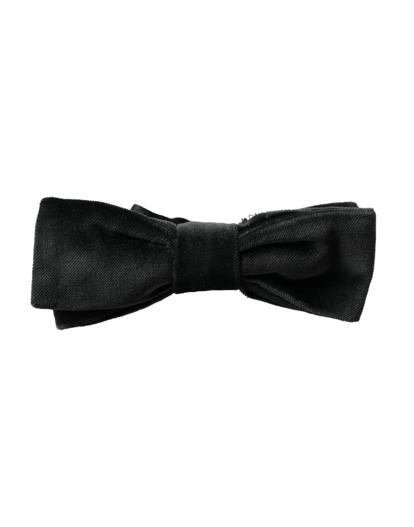 Dolce &amp; Gabbana Black Velvet Cotton Adjustable Neck Men Bow Tie