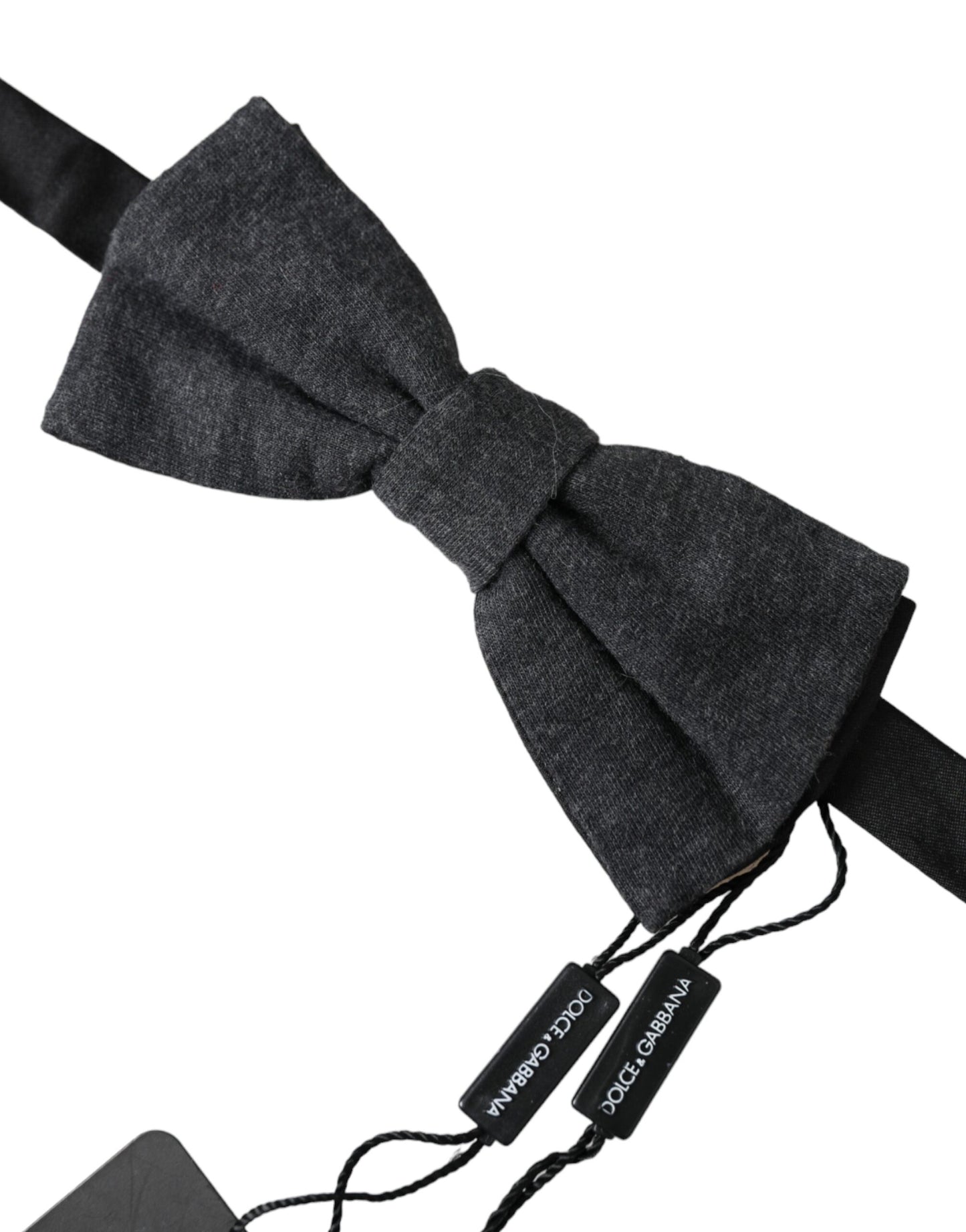 Dolce &amp; Gabbana Dark Gray Silk Adjustable Neck Men Bow Tie