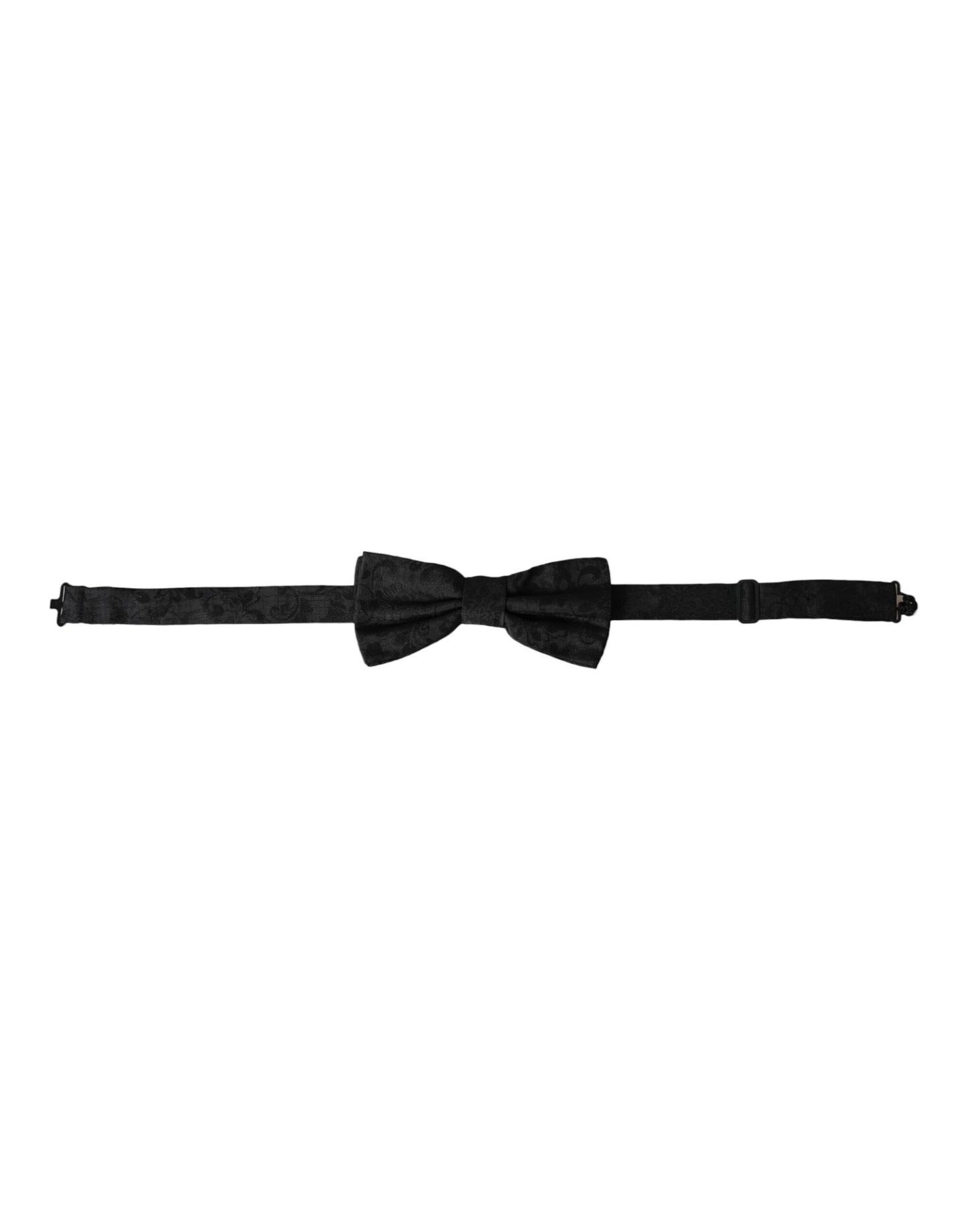 Dolce &amp; Gabbana Black Silk Floral Adjustable Neck Men Bow Tie