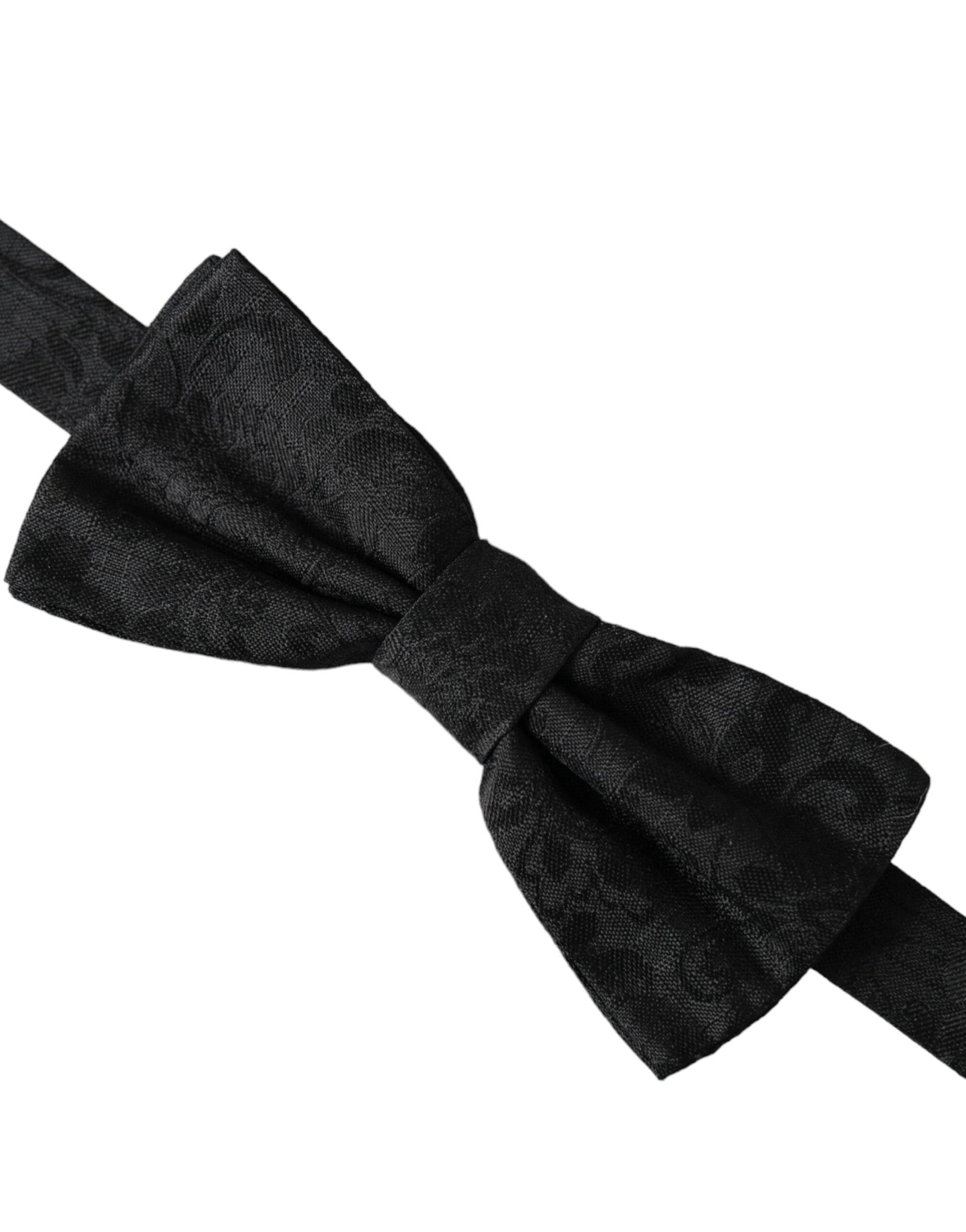 Dolce &amp; Gabbana Black Silk Floral Adjustable Neck Men Bow Tie