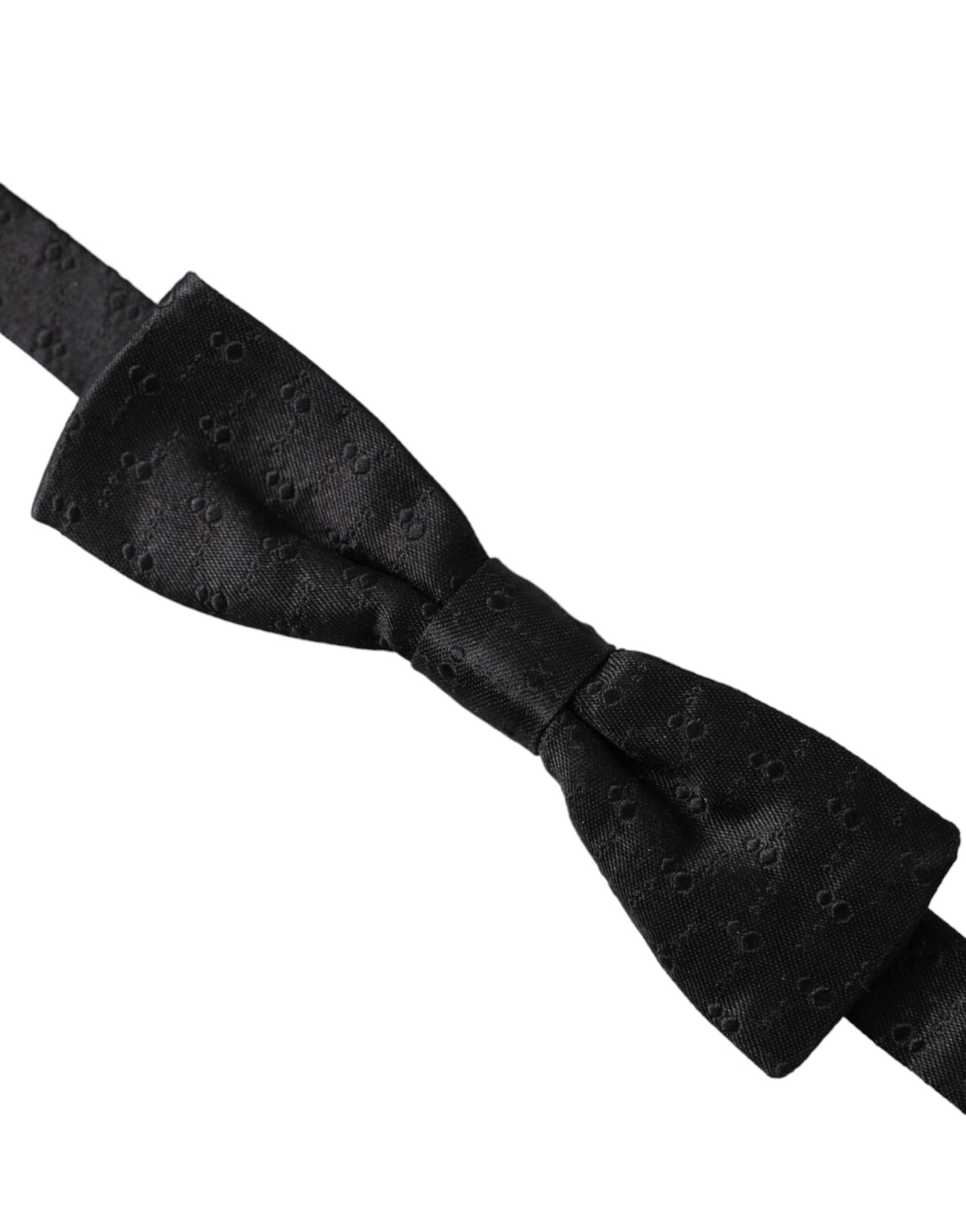 Dolce &amp; Gabbana Black Silk Patterned Adjustable Neck Men Bow Tie