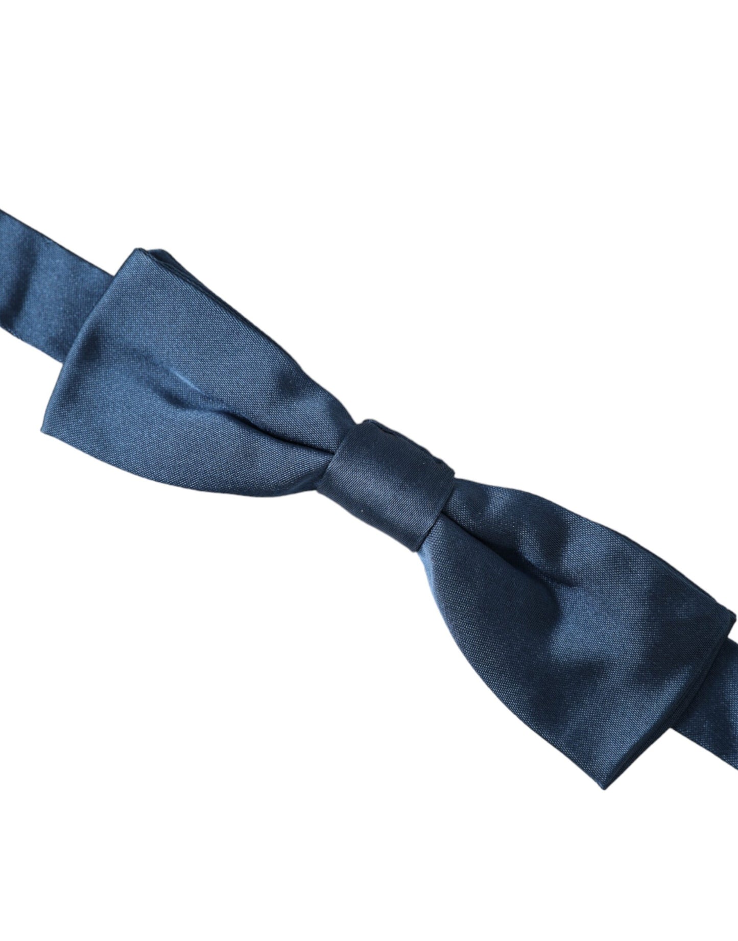 Dolce &amp; Gabbana Blue Satin Silk Adjustable Neck Men Bow Tie