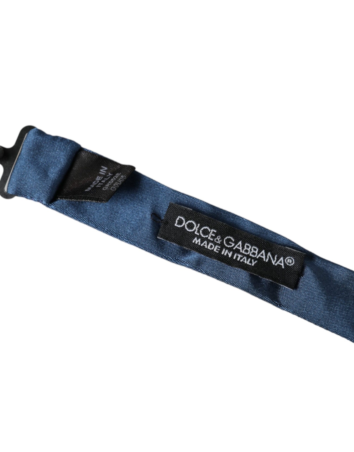 Dolce &amp; Gabbana Blue Satin Silk Adjustable Neck Men Bow Tie