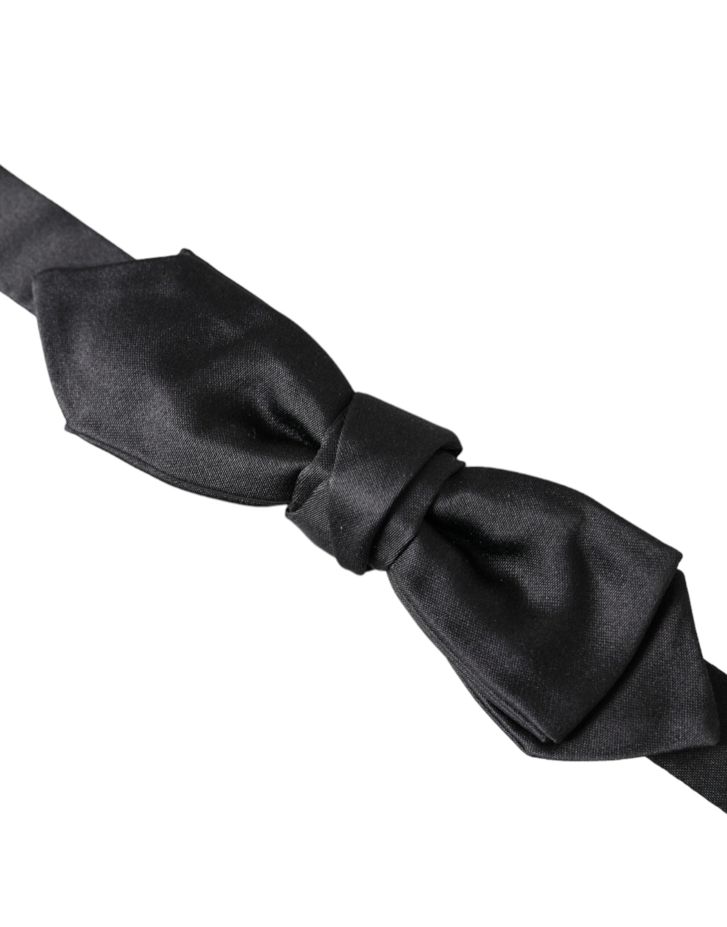 Dolce &amp; Gabbana Black Satin Silk Adjustable Neck Men Bow Tie