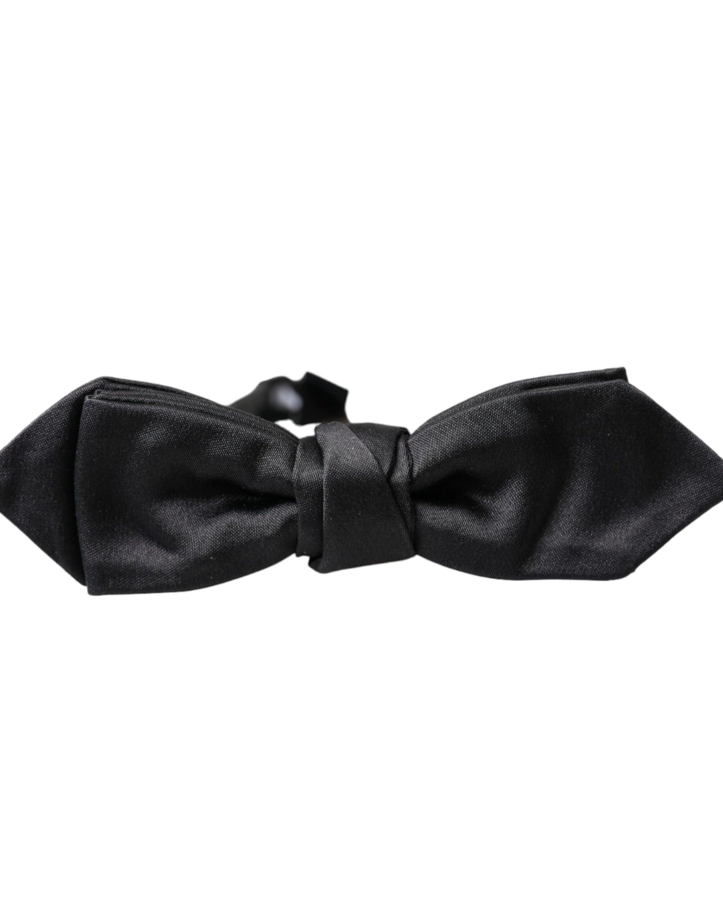 Dolce &amp; Gabbana Black Satin Silk Adjustable Neck Men Bow Tie