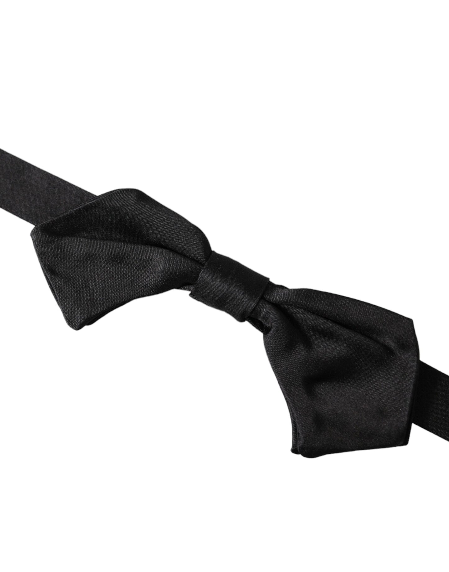 Dolce &amp; Gabbana Black Satin Silk Adjustable Neck Men Bow Tie