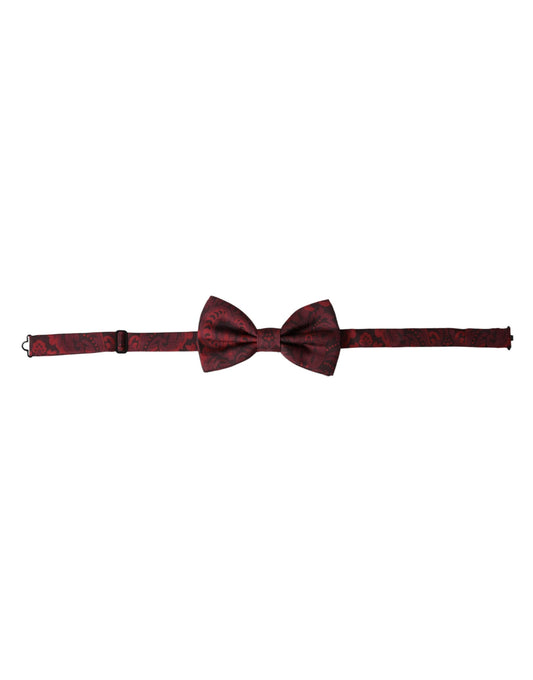 Dolce &amp; Gabbana Red Silk Floral Adjustable Neck Men Bow Tie