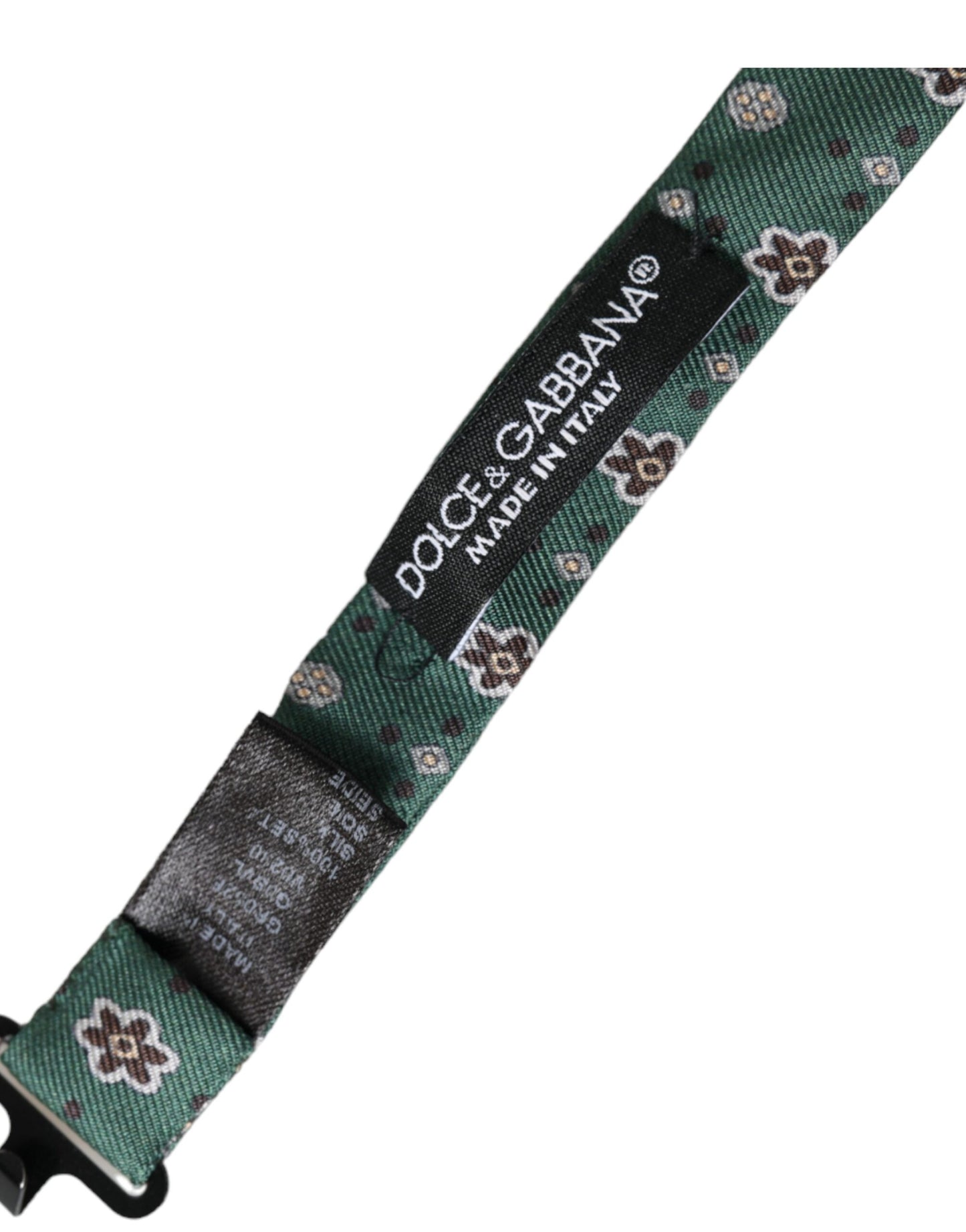 Dolce &amp; Gabbana Mint Green Floral Adjustable Neck Men Bow Tie