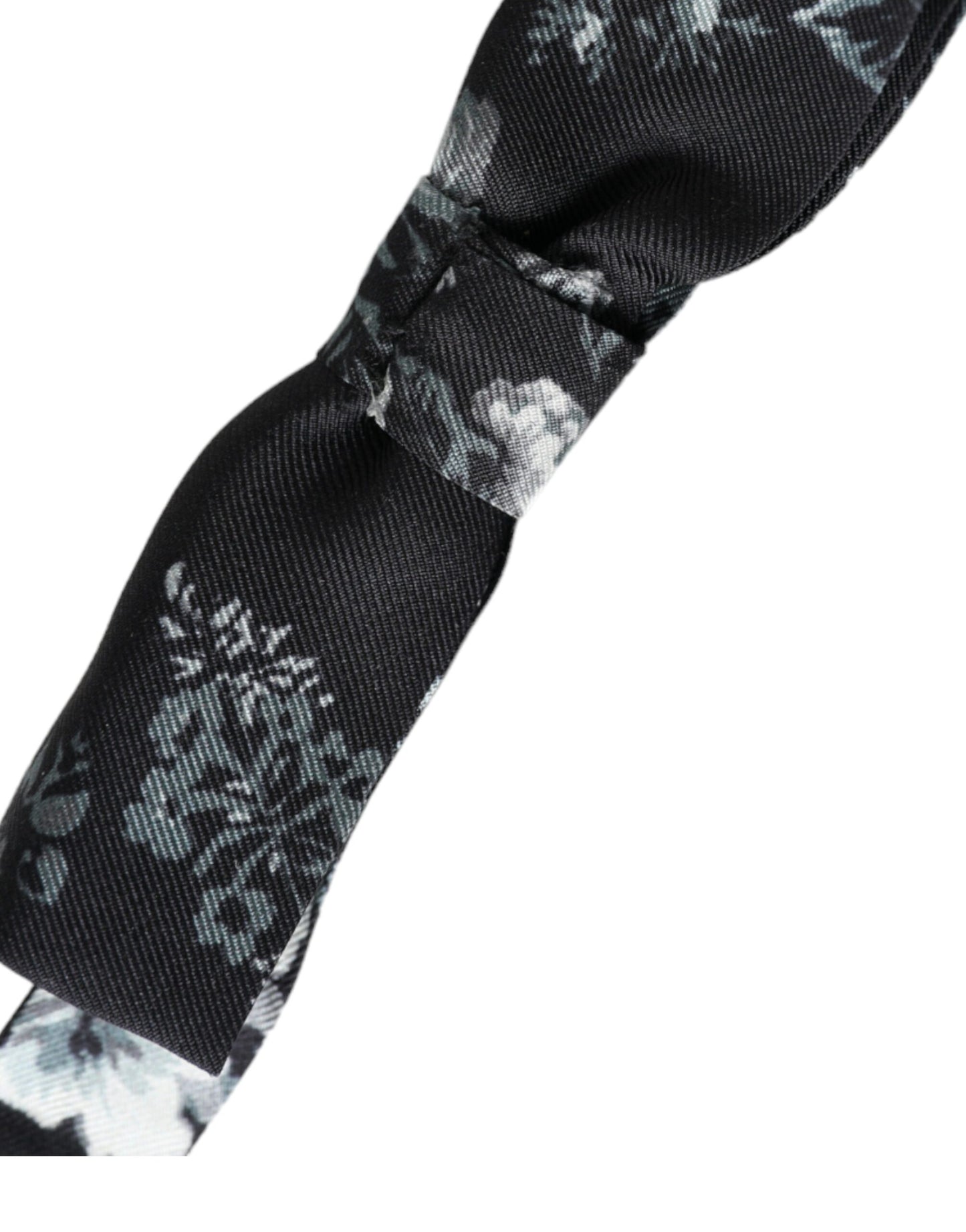 Dolce &amp; Gabbana Black Floral Silk Adjustable Neck Men Bow Tie